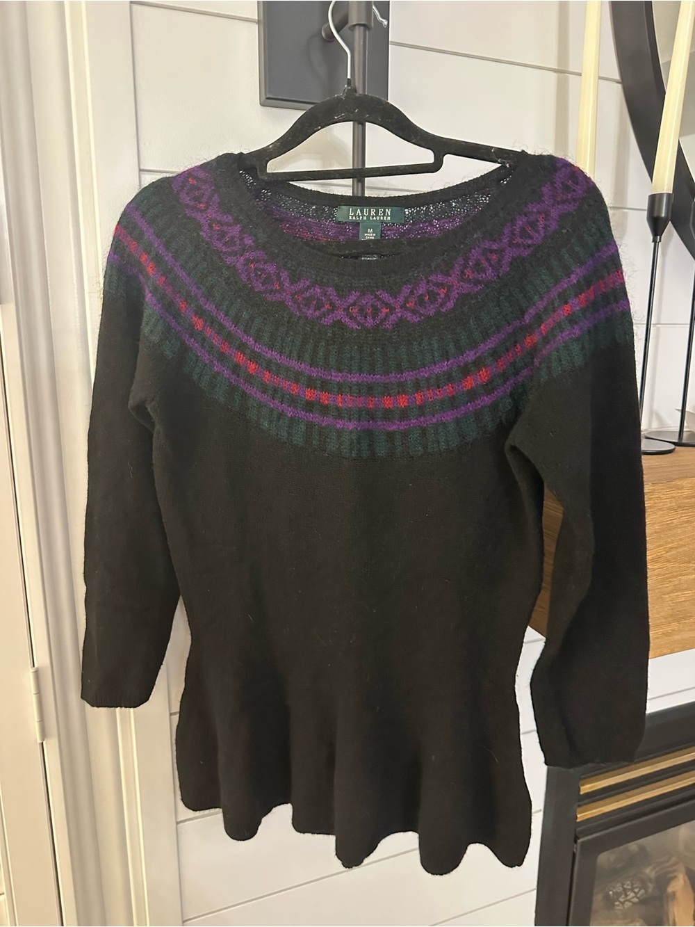 Ralph Lauren WOOL & MOHAIR Sweater with Fair Isle Pattern & Peplum